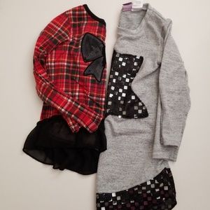 Festive shirt and sweater dress!